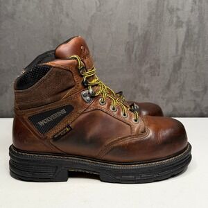 Wolverine‎ Raider Work Boots Mens 9 Brown Leather Waterproof Steel Toe Slip Res